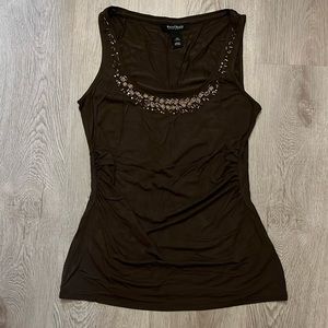 WHBM Bead Embellished Brown Tank